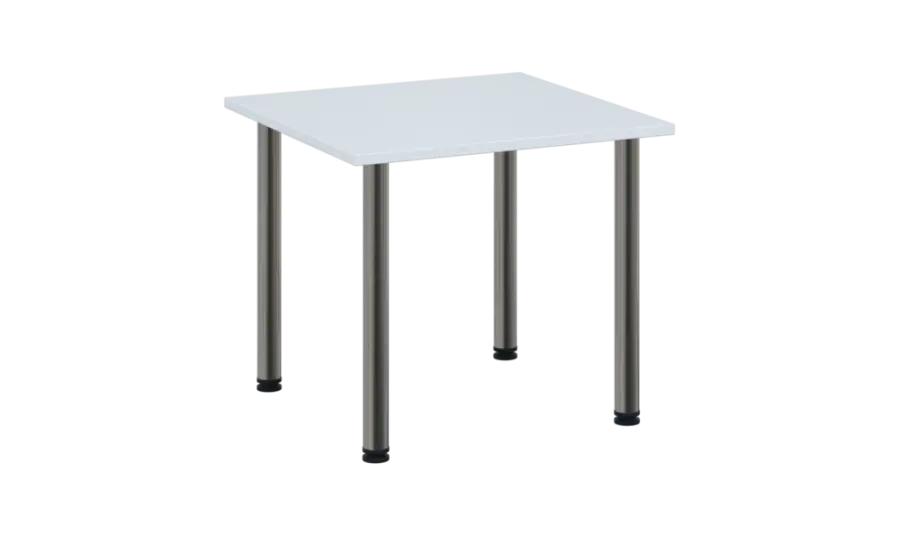 CRTR 80 jídelní stůl, kovová podnož chrom, deska 25 mm, 800x800 mm, bílá